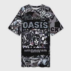 Женская длинная футболка Oasis на фоне гитар