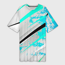 Женская длинная футболка Color white light blue