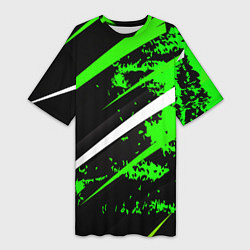 Женская длинная футболка Color black and green