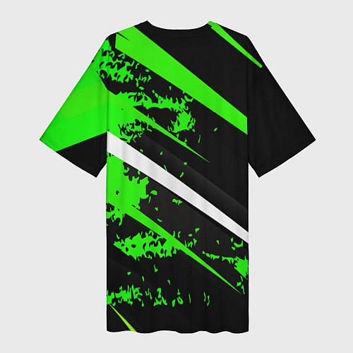 Женская длинная футболка Color black and green / 3D-принт – фото 2