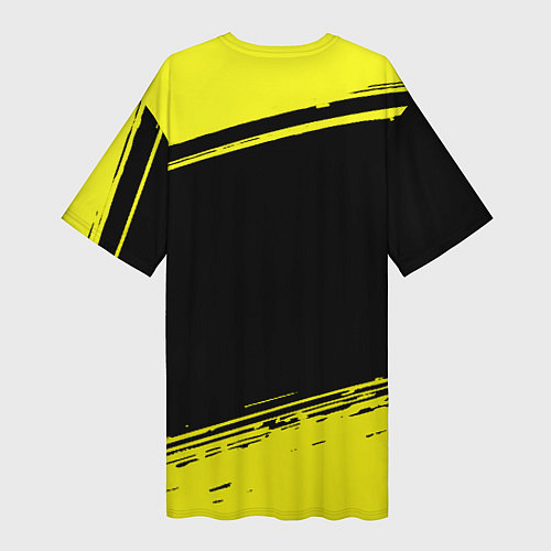 Женская длинная футболка Borussia жёлтые полосы / 3D-принт – фото 2