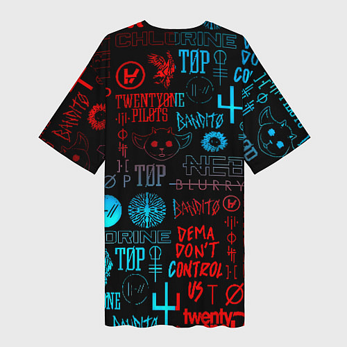 Женская длинная футболка Twenty one pilots rock pattern / 3D-принт – фото 2