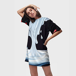 Футболка женская длинная Молочная текстура, цвет: 3D-принт — фото 2