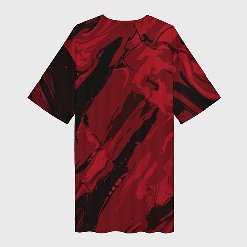 Женская длинная футболка Чёрно-красный абстракция / 3D-принт – фото 2