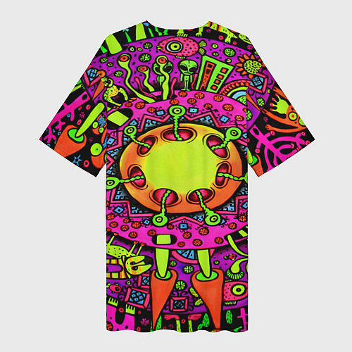 Женская длинная футболка Кислотные грибы оптические / 3D-принт – фото 2