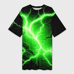 Женская длинная футболка Color green black