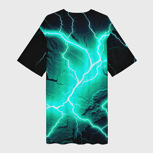 Женская длинная футболка Color light blue black / 3D-принт – фото 2