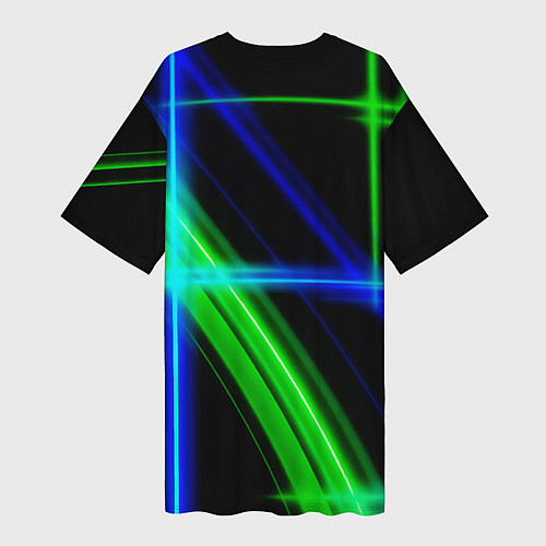Женская длинная футболка Color blue black green / 3D-принт – фото 2