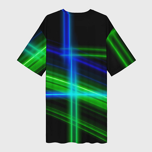 Женская длинная футболка Color blue black green / 3D-принт – фото 2