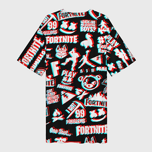 Женская длинная футболка Fortnite glitch game / 3D-принт – фото 2