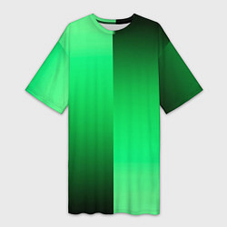 Женская длинная футболка Чёрно-зелёный градиент пополам