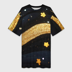 Женская длинная футболка Золотые волны текстура