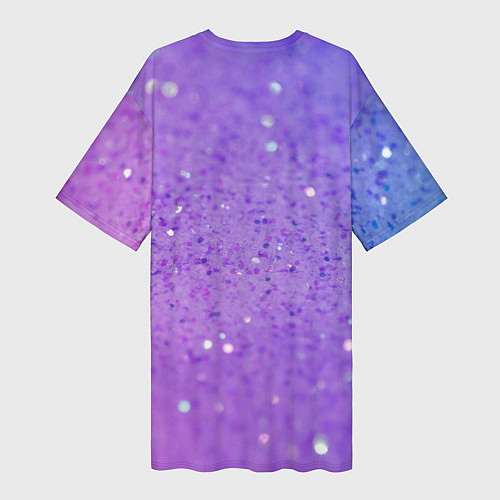 Женская длинная футболка Inzoi фиолетовый фон и блестки / 3D-принт – фото 2