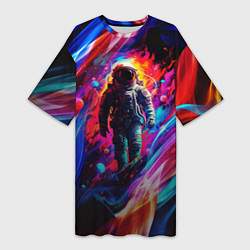 Футболка женская длинная Космос пламенный, цвет: 3D-принт