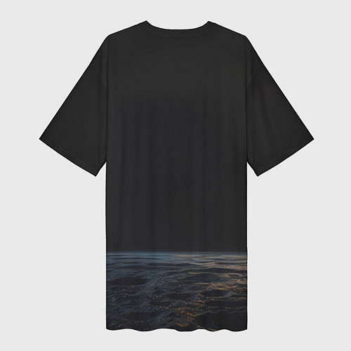 Женская длинная футболка Космонавт сидя рассматривает маленькую планету / 3D-принт – фото 2