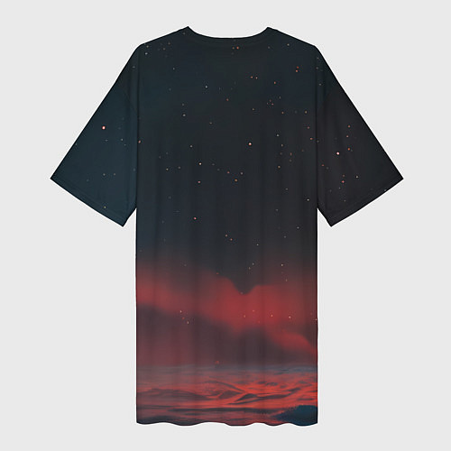 Женская длинная футболка Космонавт на Марсе держит маленькую планету / 3D-принт – фото 2