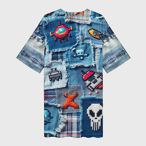 Женская длинная футболка Пиксельный космос / 3D-принт – фото 2