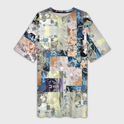 Женская длинная футболка Цветочная геометрическая абстракция