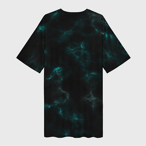 Женская длинная футболка Color black turquoise / 3D-принт – фото 2