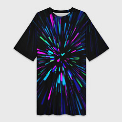 Футболка женская длинная Neon rods, цвет: 3D-принт