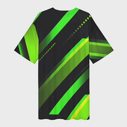 Женская длинная футболка Color black green / 3D-принт – фото 2