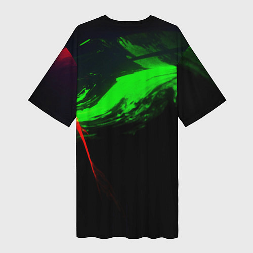 Женская длинная футболка Color black green red / 3D-принт – фото 2