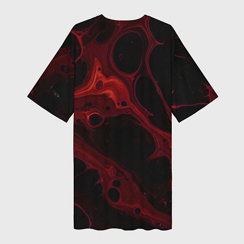 Женская длинная футболка Черно-красная размытая абстракция / 3D-принт – фото 2