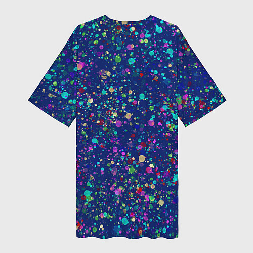 Женская длинная футболка Синий с разноцветными брызгами / 3D-принт – фото 2