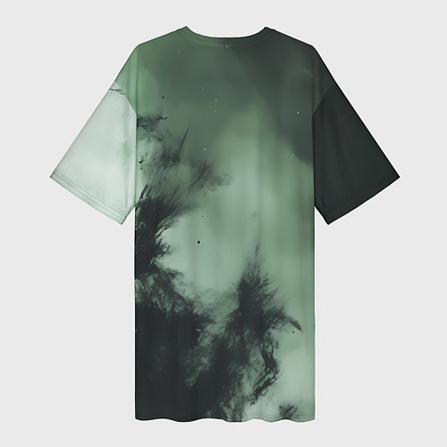 Женская длинная футболка Зеленый скелет космонавта / 3D-принт – фото 2