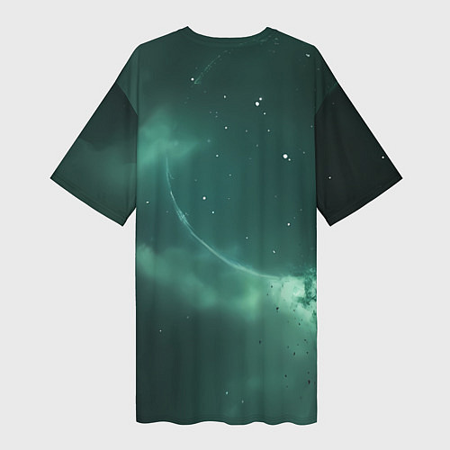 Женская длинная футболка Космический скелет / 3D-принт – фото 2