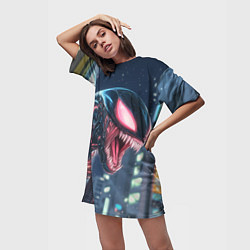 Футболка женская длинная Чужой в аниме стиле, цвет: 3D-принт — фото 2