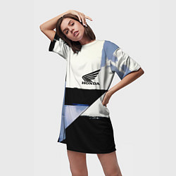Футболка женская длинная Honda логотип, цвет: 3D-принт — фото 2