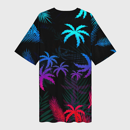 Женская длинная футболка Starfield неоновые тропики / 3D-принт – фото 2