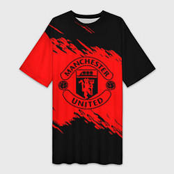 Футболка женская длинная Манчестер юнайтед текстура краски, цвет: 3D-принт