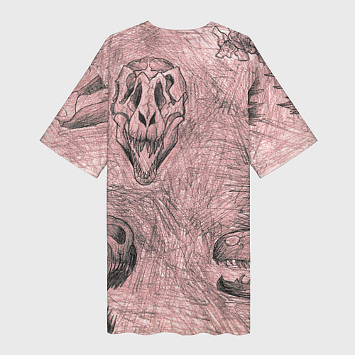 Женская длинная футболка Черепа динозавров - эскиз / 3D-принт – фото 2