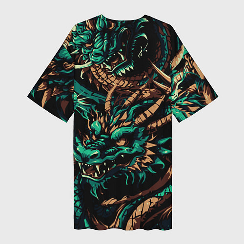 Женская длинная футболка Японские драконы ирезуми / 3D-принт – фото 2