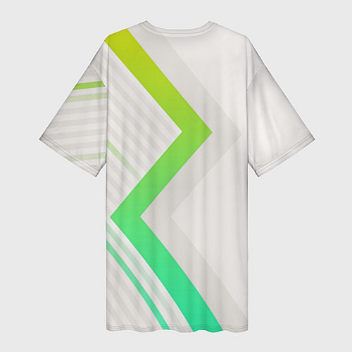 Женская длинная футболка Color white line green / 3D-принт – фото 2