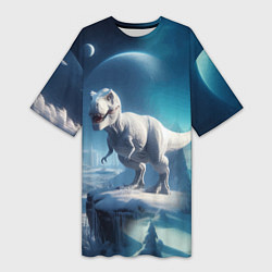 Женская длинная футболка Снежный динозавр - история вымирания