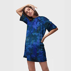 Футболка женская длинная Абстракция - blue uniform camouflage, цвет: 3D-принт — фото 2