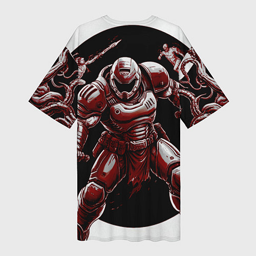Женская длинная футболка Doom red guardian / 3D-принт – фото 2