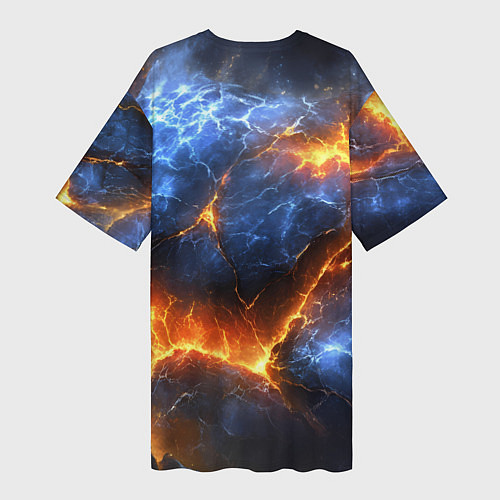 Женская длинная футболка Россия герб и огонь / 3D-принт – фото 2