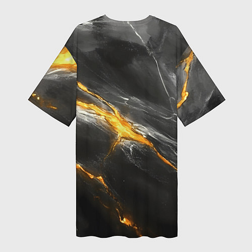 Женская длинная футболка Россия черно-желтый фон / 3D-принт – фото 2