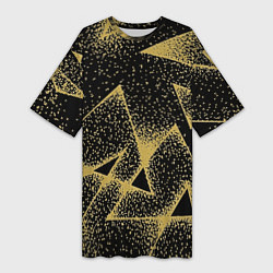 Женская длинная футболка Triangle yellow with dots