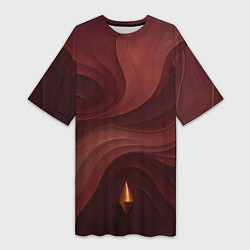 Женская длинная футболка Темно-бордовый волнистый узор