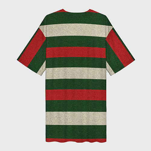 Женская длинная футболка Цветные лини текстура ткани / 3D-принт – фото 2