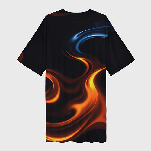 Женская длинная футболка The color is fire orange / 3D-принт – фото 2