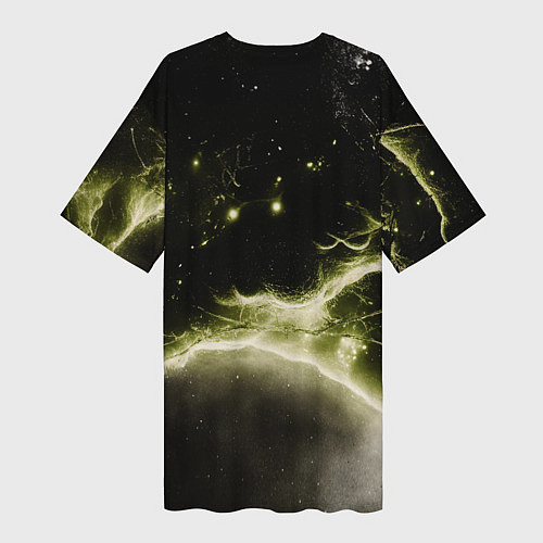 Женская длинная футболка Россия - герб на черно-зеленом фоне / 3D-принт – фото 2