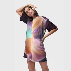 Футболка женская длинная Космическая круглая абстракция, цвет: 3D-принт — фото 2