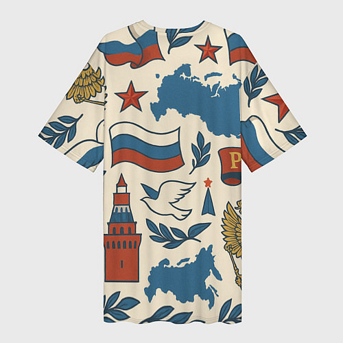 Женская длинная футболка Российский патриотический узор / 3D-принт – фото 2