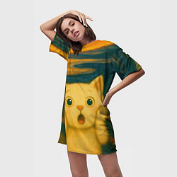 Футболка женская длинная Котёночкин крик, цвет: 3D-принт — фото 2